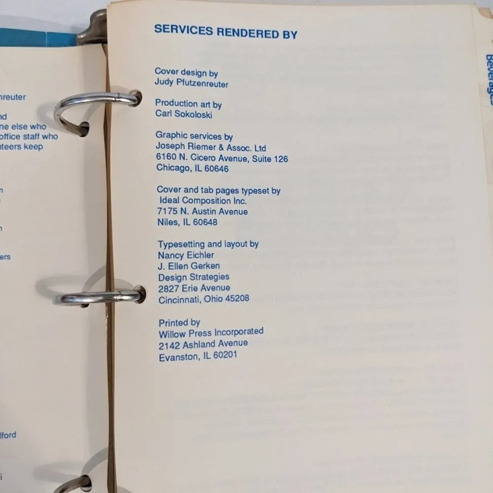 Vtg Angels in Aprons Cookbook First Presbyterian Church of Libertyville Binder